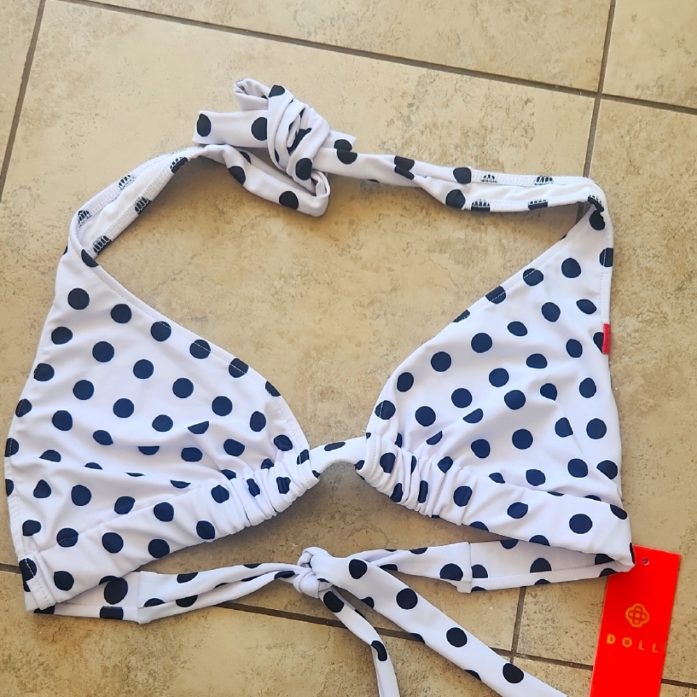Polka Dot Halter Bikini Top